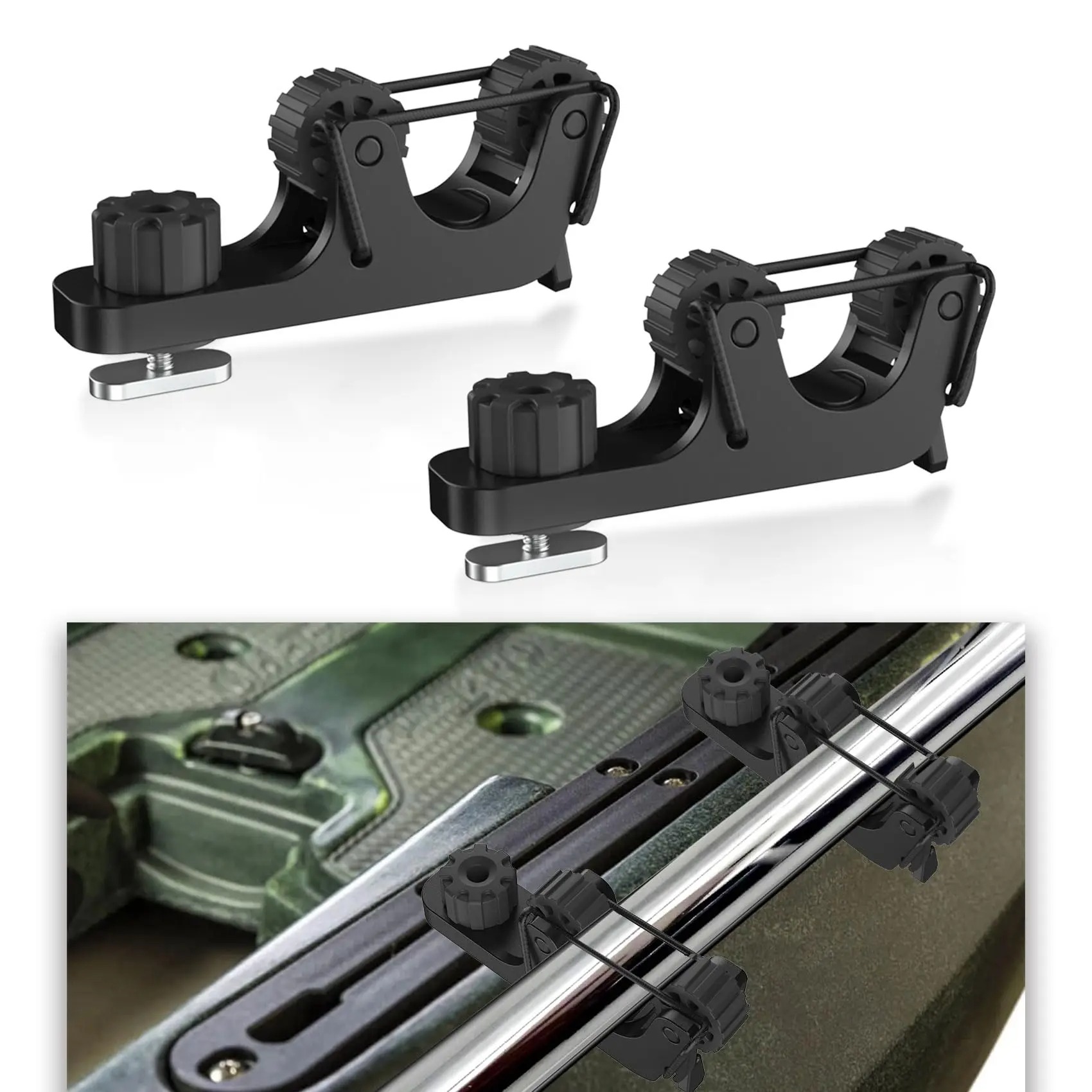 Fishing Kayak Cart - カヤックパドルホルダートラックマウント、標準オール用レールパドルクリップ、カヤックアクセサリー