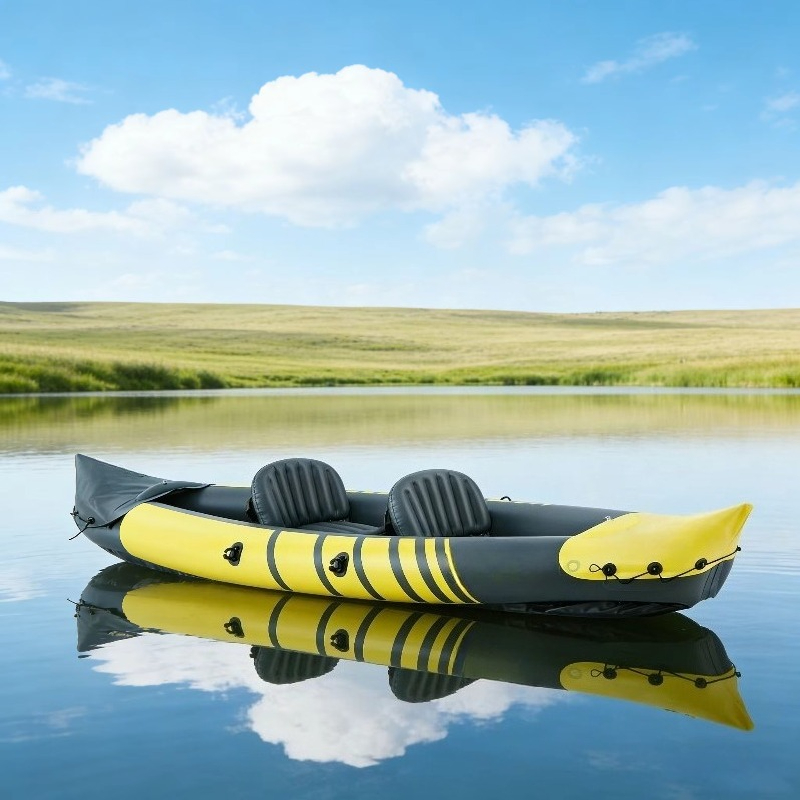 ダブルシートインフレータブルフィッシングカヤック、湖や川での - Fishing Kayak Paddle のレビューと価格