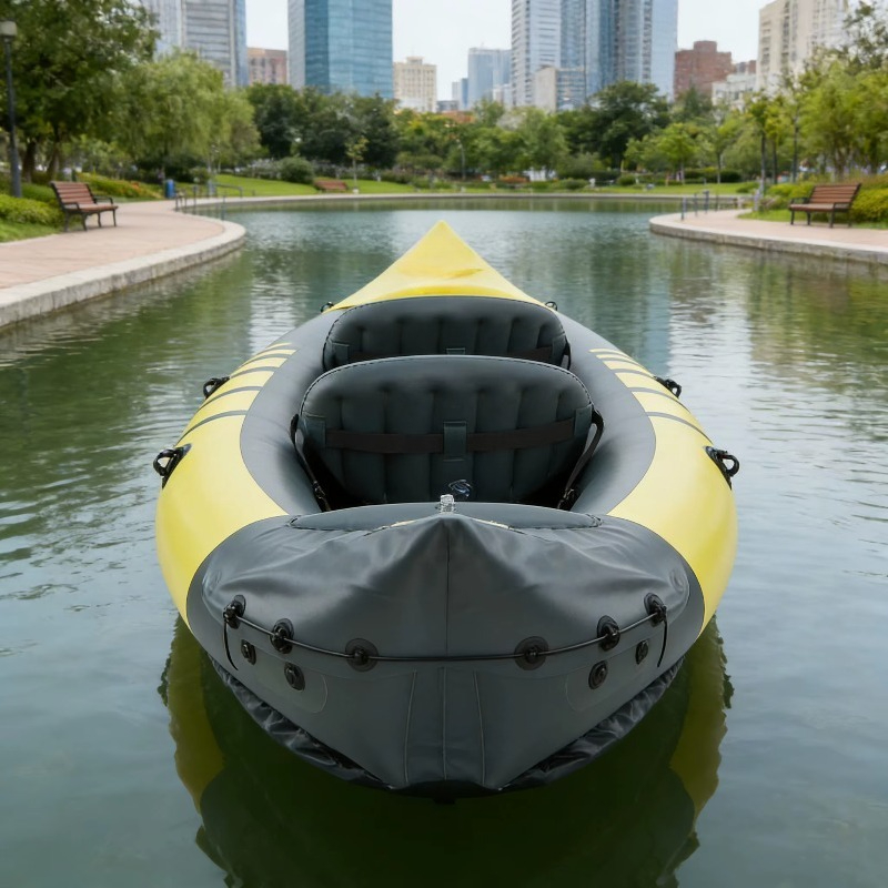 ダブルシートインフレータブルフィッシングカヤック、湖や川での - Fishing Kayak Paddle のレビューと価格